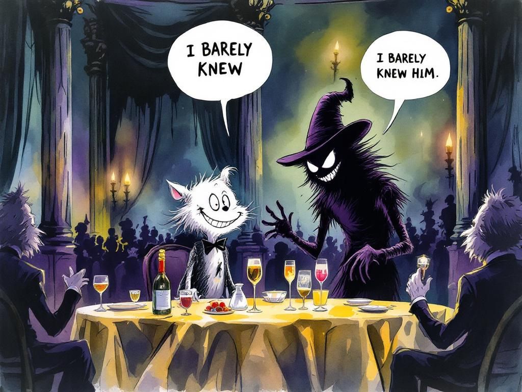 Wumpy-Dumpling and Jeffery the Shadow-Man at their grand dark parties